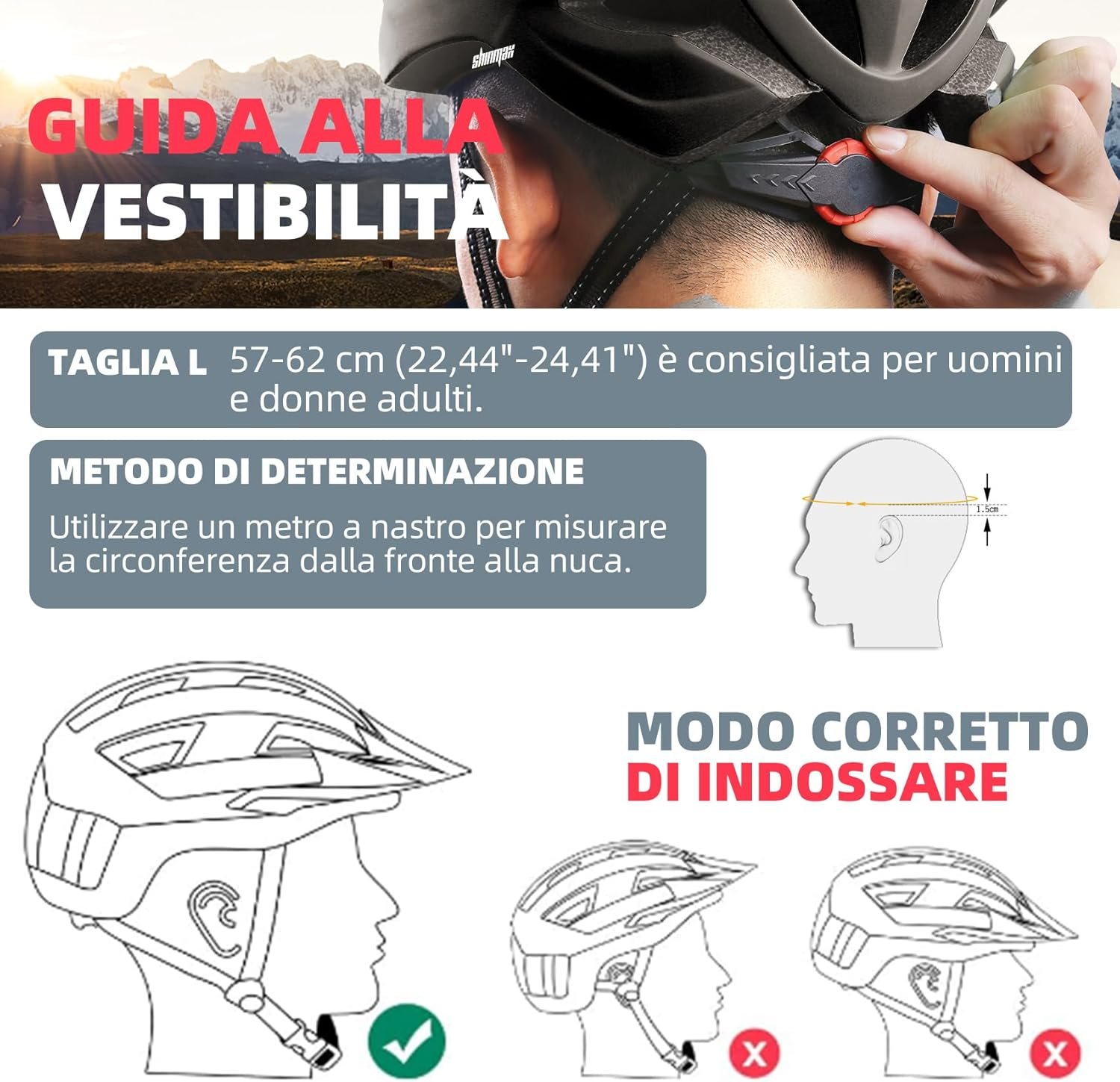 Shinmax - /L Casco bici con Luce LED - immagine 11